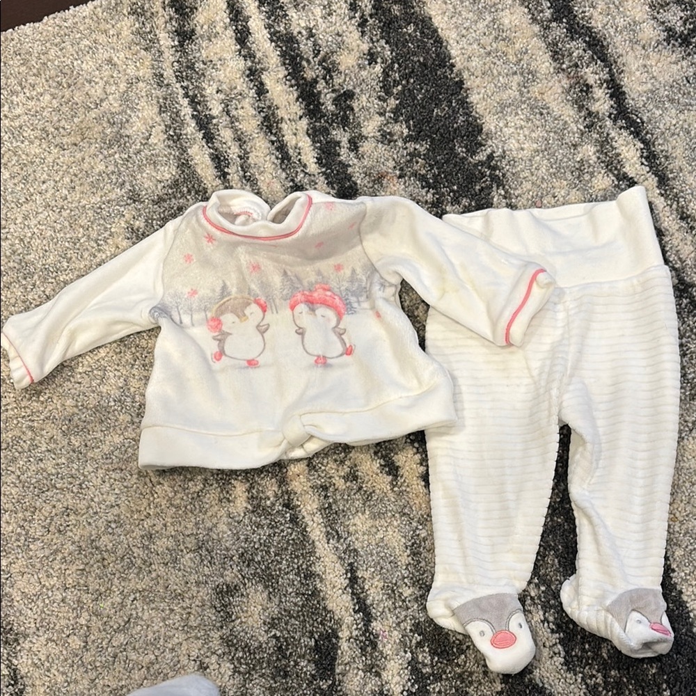 Mayoral White Baby Outfit with Penguins
